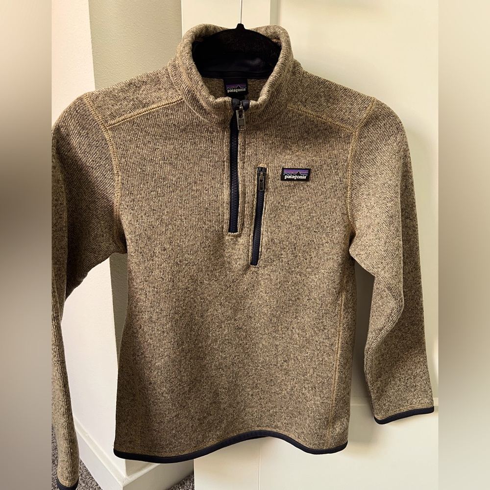 Kids' Better Sweater® 1/4 Zip Fleece tan M 10 girls boys unisex